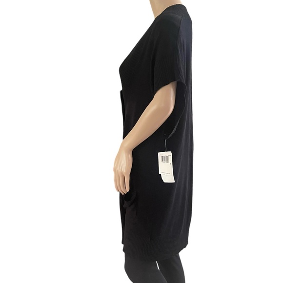 French Connection Black Short Sleeve Snap-front Sweater w Pockets Size Small - Picture 5 of 16